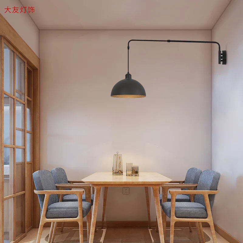 Telescopic Swing Arm Dining Room Wall Lamp One-word Fishing Machinery Minimalist Living Room Retro Reading Long Wall Lights