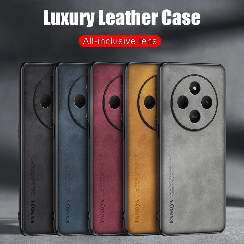 

Case for Xiaomi Redmi 14C 4G Protect Lens Lambskin Leather Shell Coque for Redmi 13C 12C Cover TPU Soft Bumper Shockproof Funda