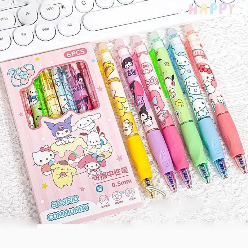 

12pcs/ лот Sanrio мелодия Kuromi Erasable гель ручка мило Kitty 0.5 мм голубые чернила нейтральные ручки рекламные подарки офис школьные принадлежности