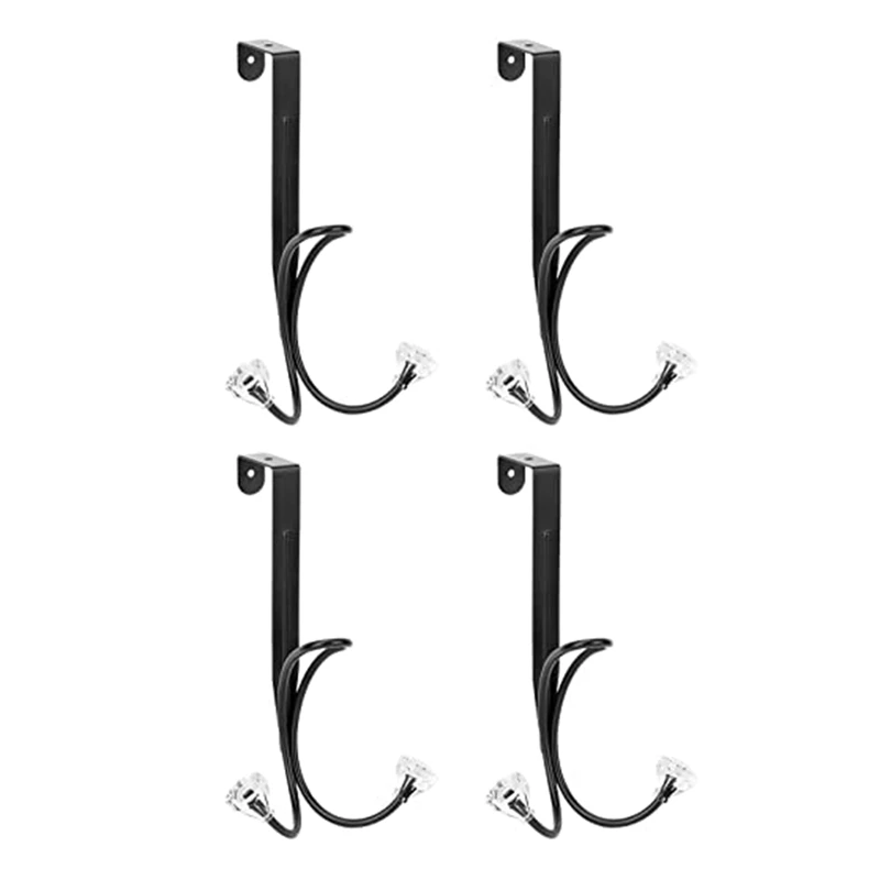 

4Pcs Over The Door Hooks, Metal Twin Hook Organizer Rack Door Hangers Cubicle Hook For Hanging Bags Backpack Black