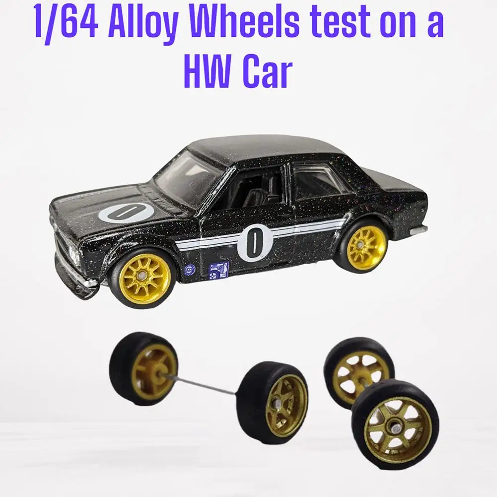 1:64 Scale Wheels for Hot Wheels Rubber Tire Model Car Modified Parts Racing Vehicle Toys For Hotwheels