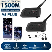 V6 PLUS Motorcycle Intercom Bluetooth Wireless Helmet Headset Riders 1500m Helmet Headset Waterproof 850mAh Interphone Headset