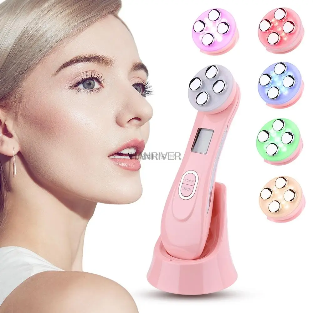 Gezicht Huid EMS Mesotherapie Elektroporatie RF Facial LED Foton Huidverzorging Apparaat Gezicht Lifting Draai Beauty Tool