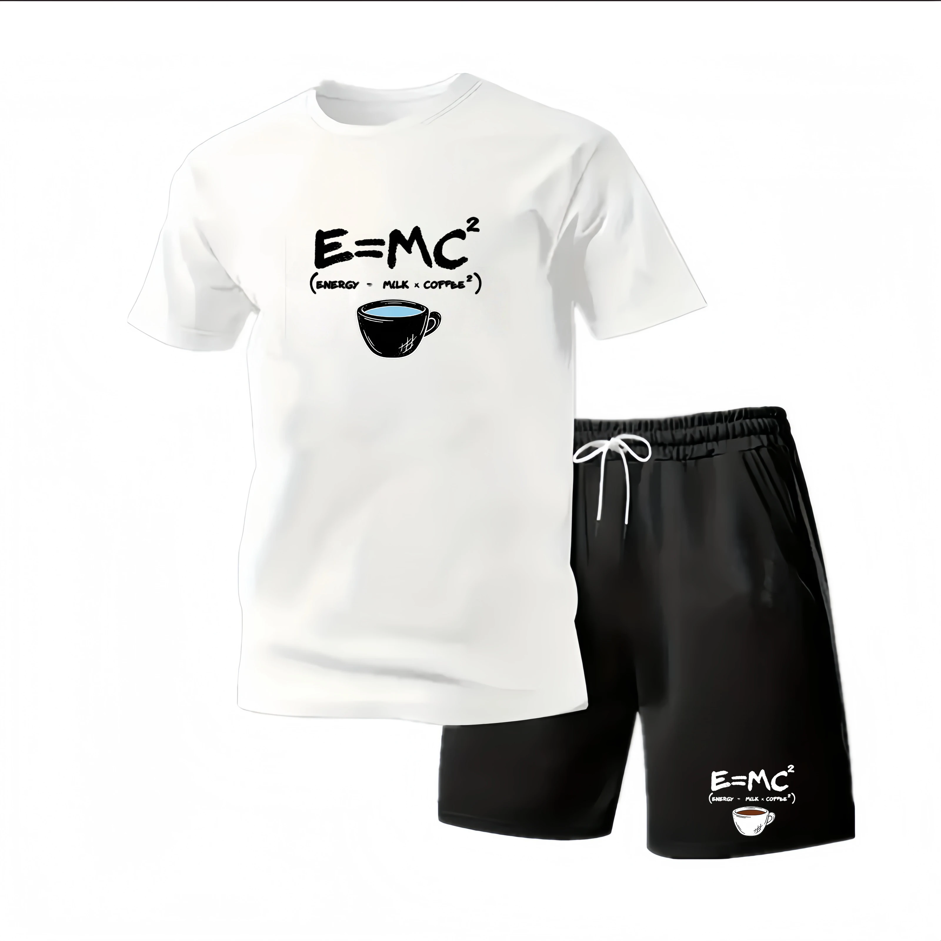 New Summer Sportswear Men's Suit Fashion Two-Piece Sports Fitness Running Casual Quick Drying Short Sleeved Shorts Set Men view 2