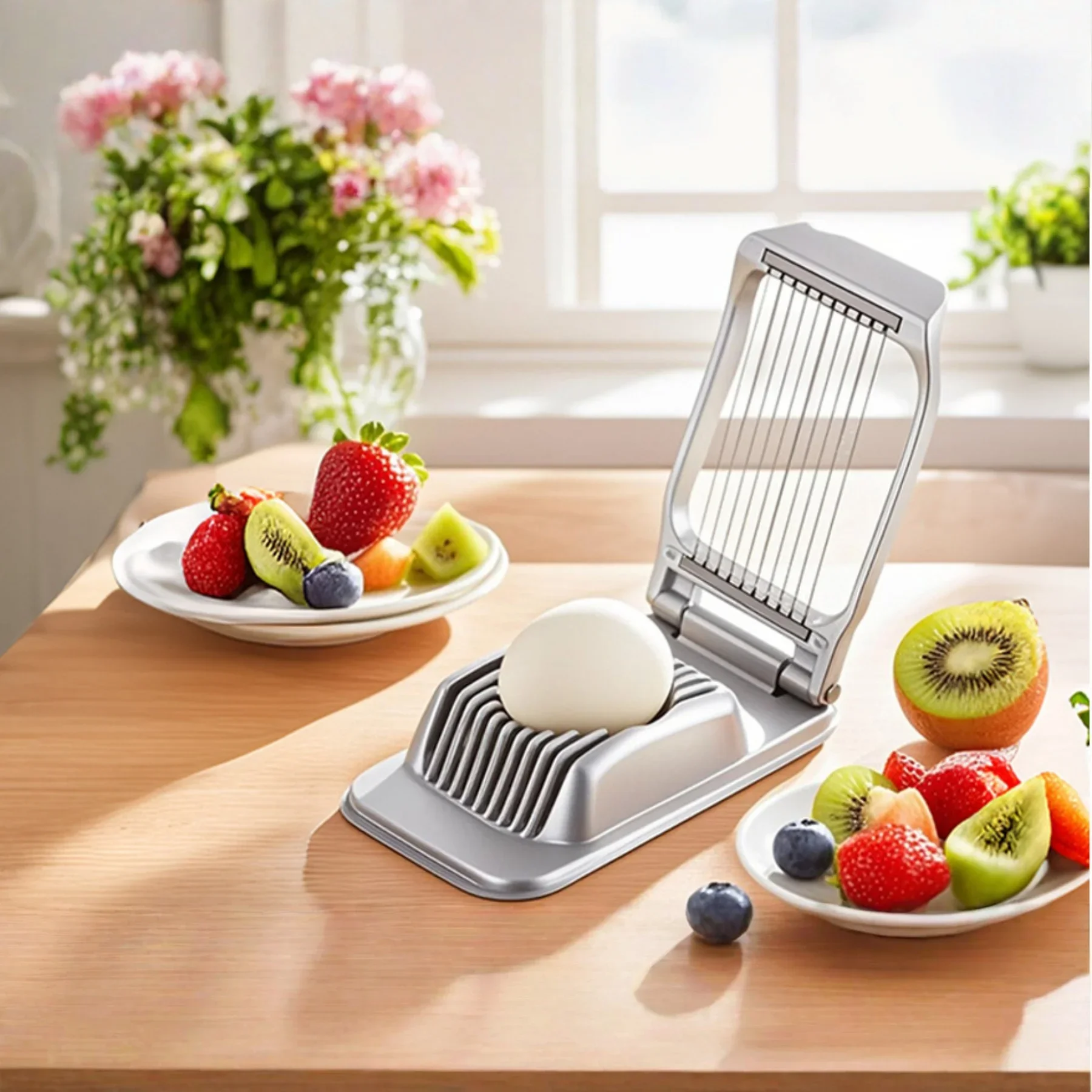 Máquina Cortadora de Huevos para Huevos Duros, Cortadora de Fresas, Cortadora de Tomates de Aluminio, Cortadora Multifuncional de Alambre de Acero Inoxidable