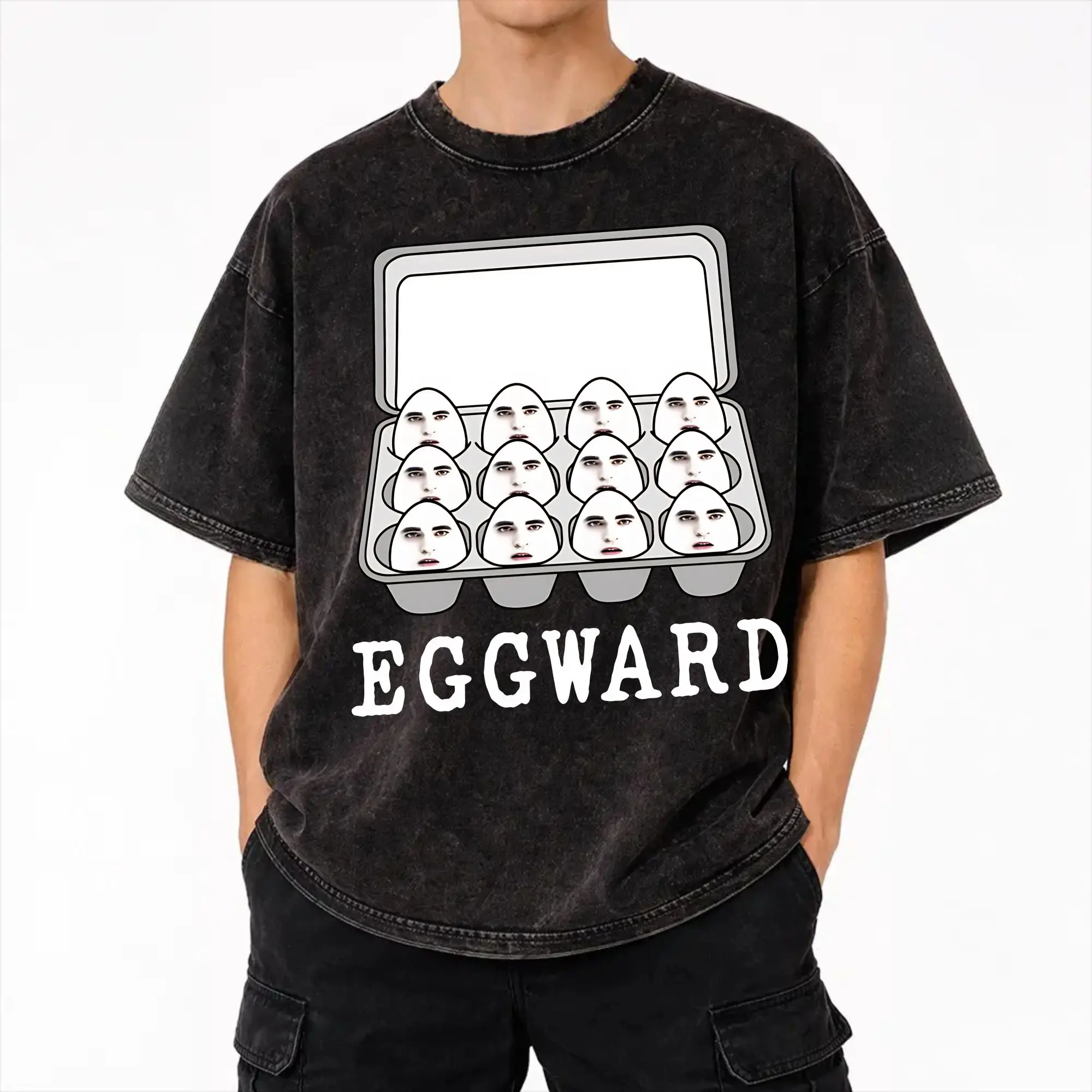 Harajuku Washed Shirts Eggward Silly Meme Parody Egg Edward Outfit Novelty T Shirt Oversize  Streetwear Short Sleeve