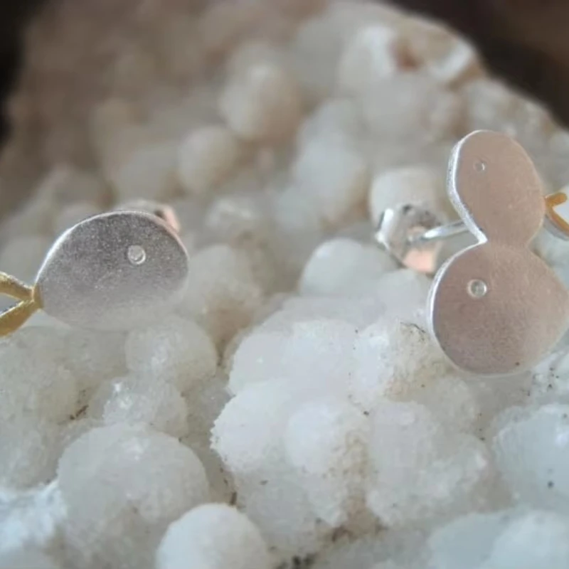 925 Sterling Silver Cute Fish Family Kolczyki sztyfty dla kobiet Prezent Hipoalergiczna biżuteria ze srebra próby 925 — zdjęcie 7