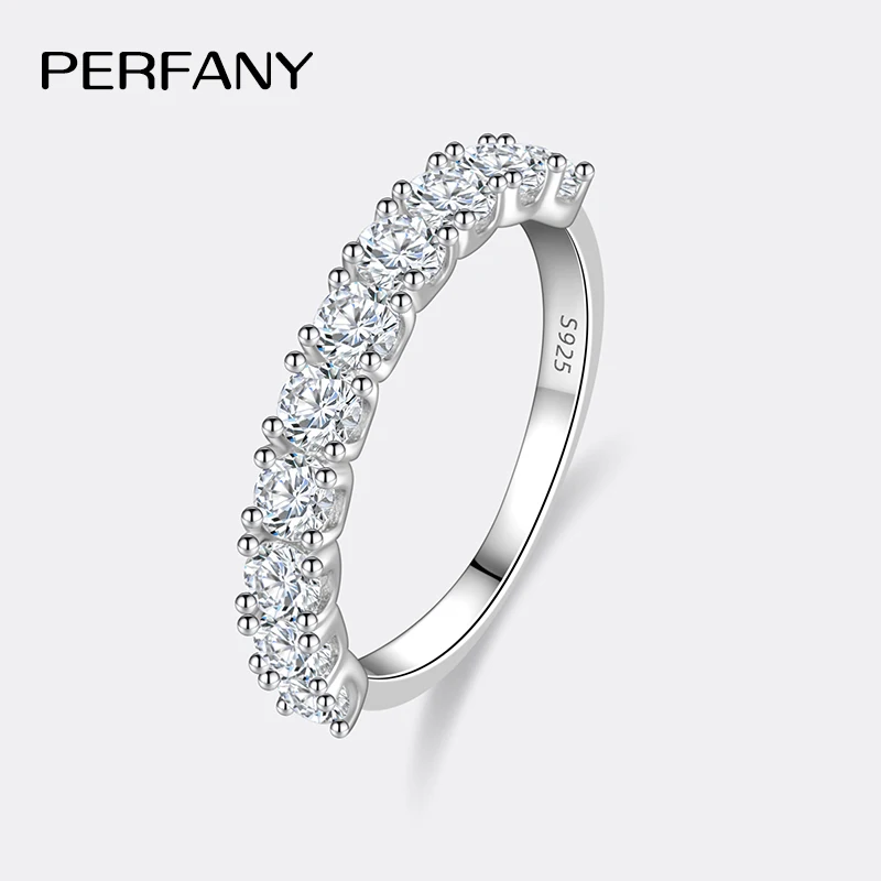 PERFANY 2.5/3mm All Moissanite Ring for Women S925 Pure Silver Ten Laboratory Certified Diamonds Wedding Ring Luxury Jewelry