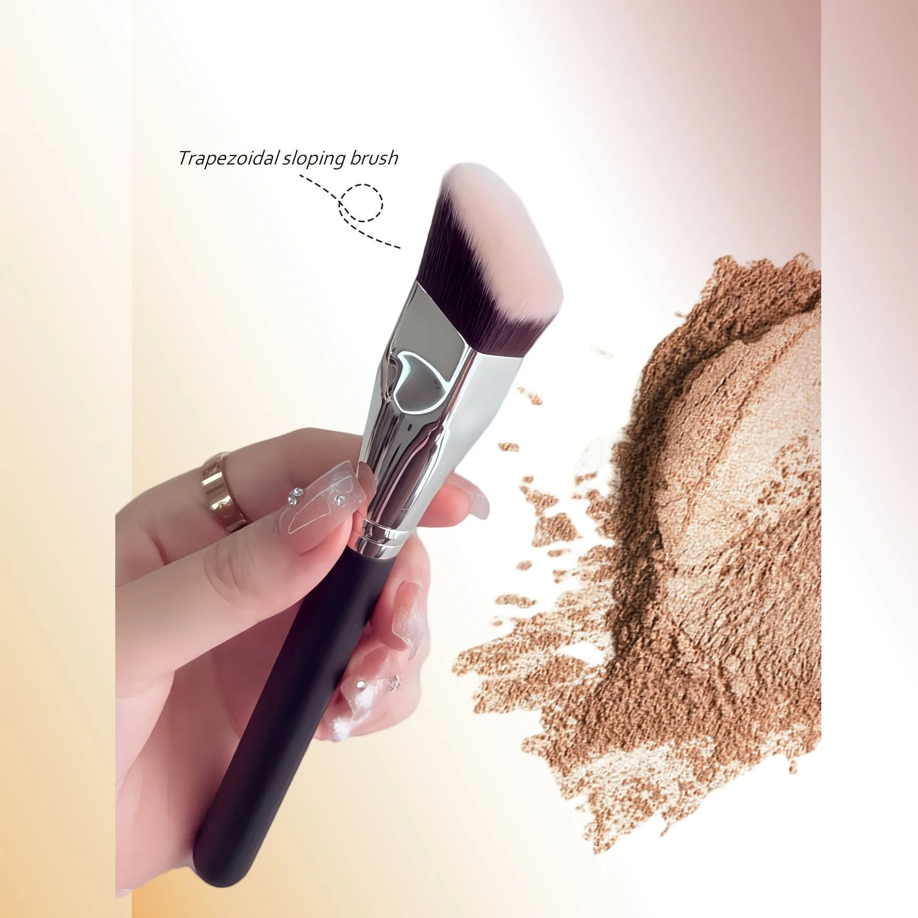 Multifunctional Angled Head Foundation Brush Square Tube Flat Head Design Soft Contour Blush Bronzer Makeup Brush for Face Cosme