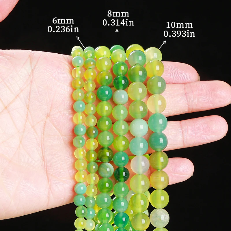 6 8 10mm Dyed Grape Color Agate Bead Polished Yellow Green Loose Spacer Bead For Jewelry Making Diy Necklace Bracelet Accessory