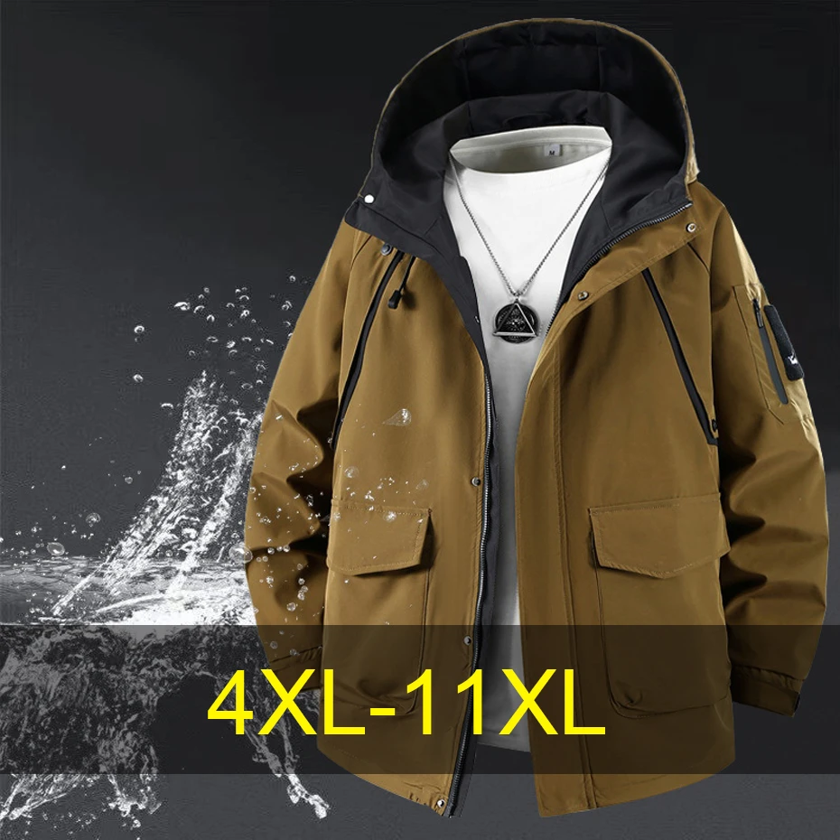 

Waterproof Windbreaker Jacket Men 10XL 11XL Plus Size Cargo Jacket Coat Fashion Casual Camp Jackets Male Big Size Outerwear