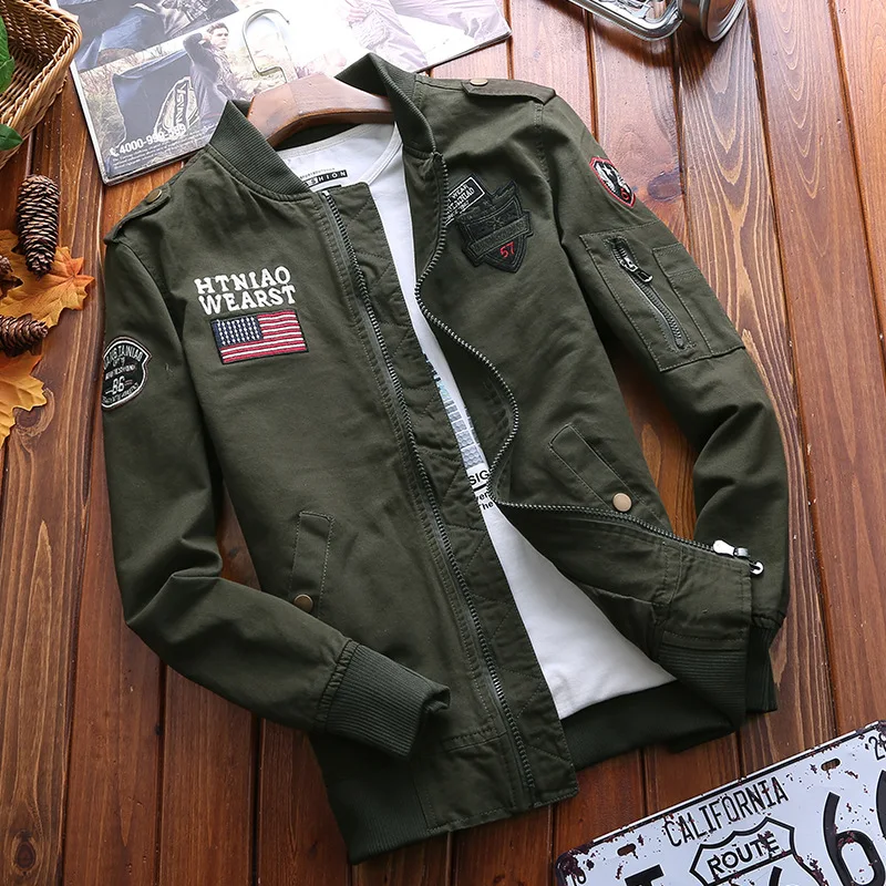 2024 New Men's European and American Pure Cotton Flight Jacket Cross-border Men's Casual Washed Military Tough Jacket