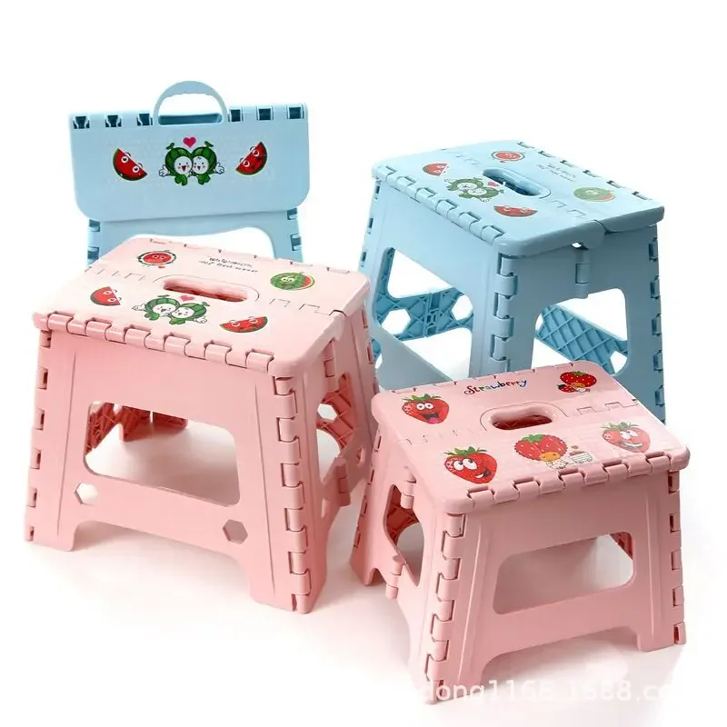 Portable Plastic Folding Stool Multi Purpose Cartoon Children\'s Stool Stepstool Outdoor Hiking Fishing Foldable Stool Chair WF