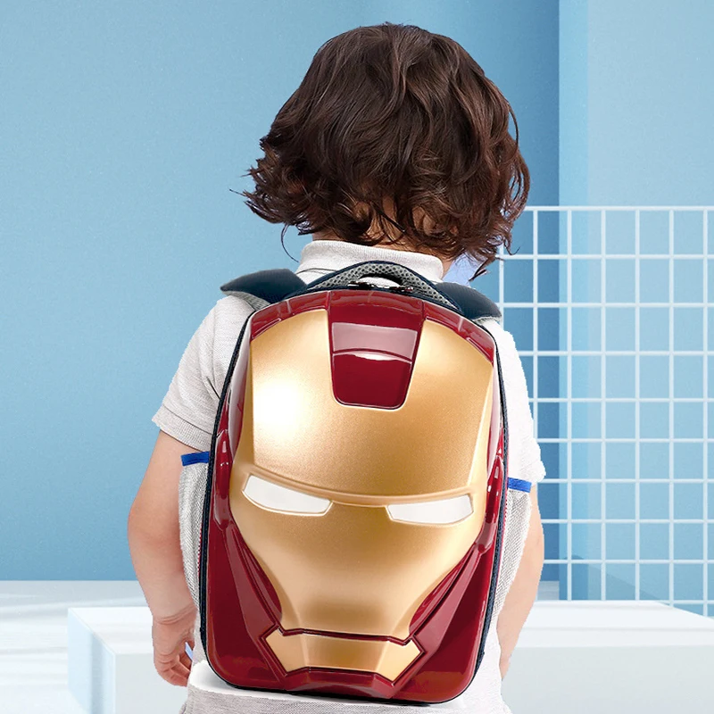 2023 New Marvel Super Hero Iron Man Kids Backpack Led Glow Waterproof Cartoon Styling Student Stationery Storage Bag Wholesale