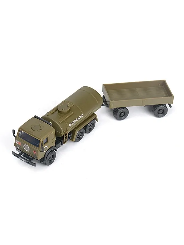 1/72 Russian Kamaz 5350 Oil Tanker + Trailer Glue-free Quick Spell Military Model 61013