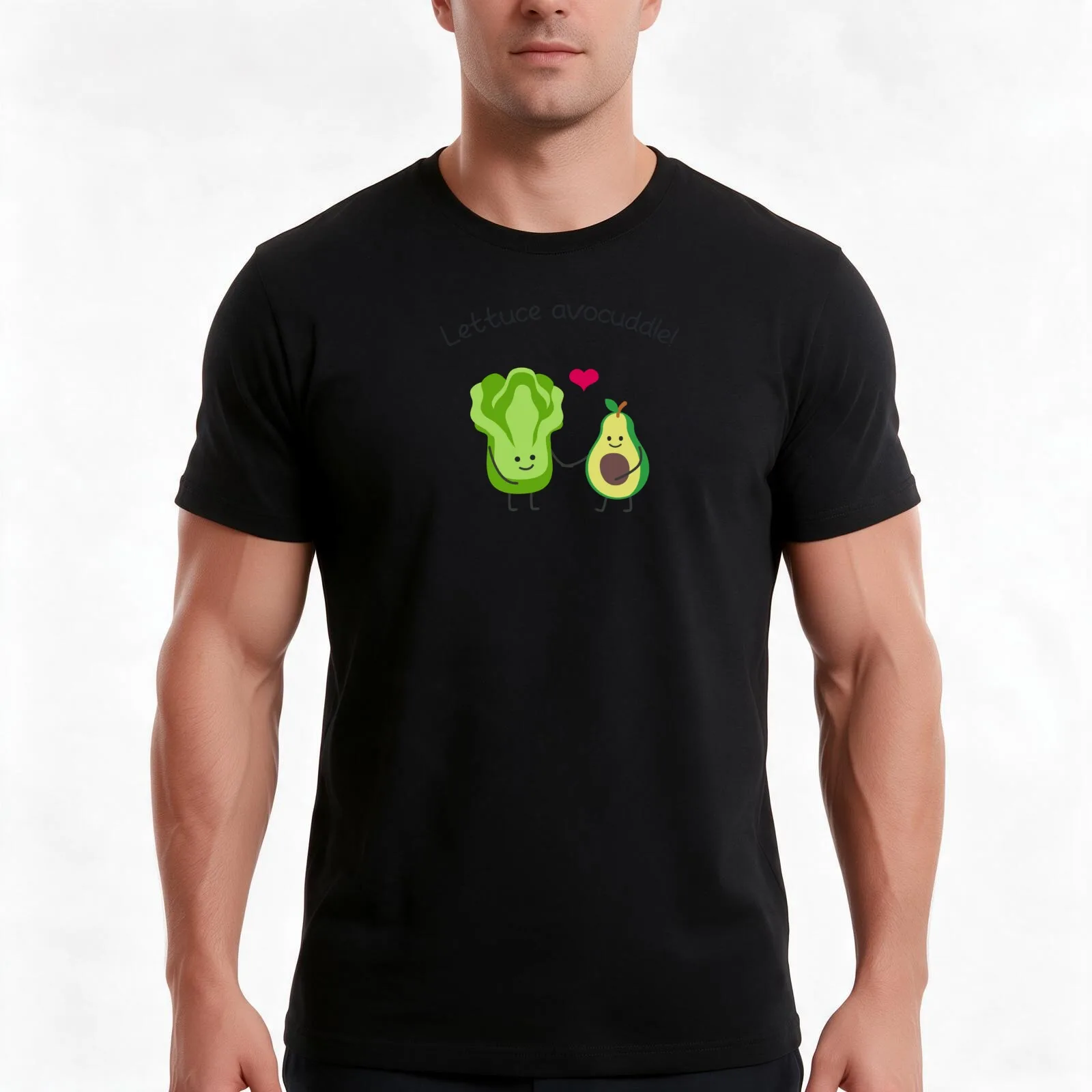 Avocado Lover - Lettuce Avocuddle T-Shirt Summer Casual Cotton Tee Oversized Streetwear Tops Vintage Graphic Print