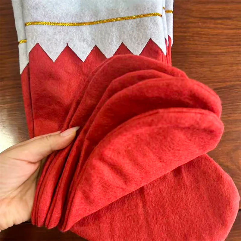 Medias navideñas de fieltro rojo, accesorios de Cosplay, chimenea, calcetines de Papá Noel, colgante de árbol de Navidad, decoración para celebraciones navideñas, embalaje de regalo