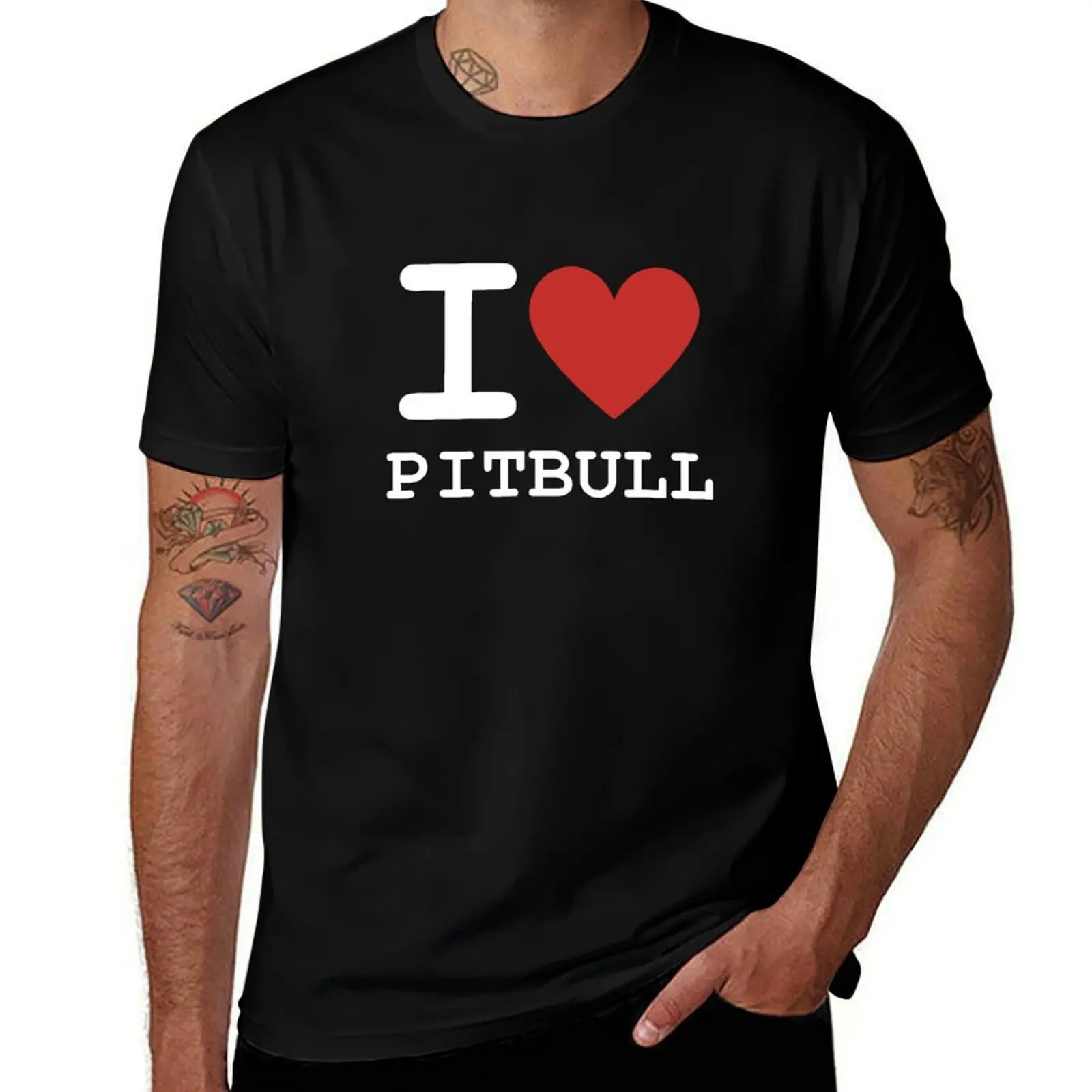 

Футболка I Heart Pitbull-I Love Pitbull, мужская футболка, хлопковая футболка, футболка с индивидуальным принтом