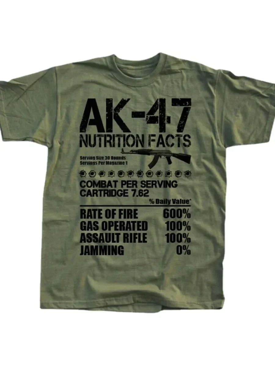 Einzigartige Russische Kalaschnikow AK47 Assault Rifle Ernährung Fakten Grafik T Shirts Mann Sommer Baumwolle Kurzarm Oansatz Männer T Shirt