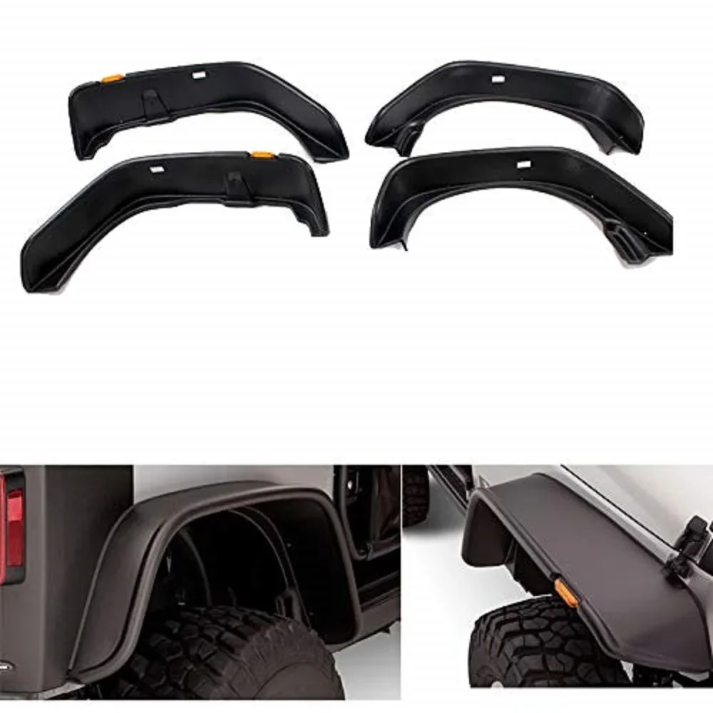 Free 4PCS Front & Rear Fender Flares Mud Guard Air Plane Style for Jeep for Wrangler JK 2007-2017 J094 LantSun