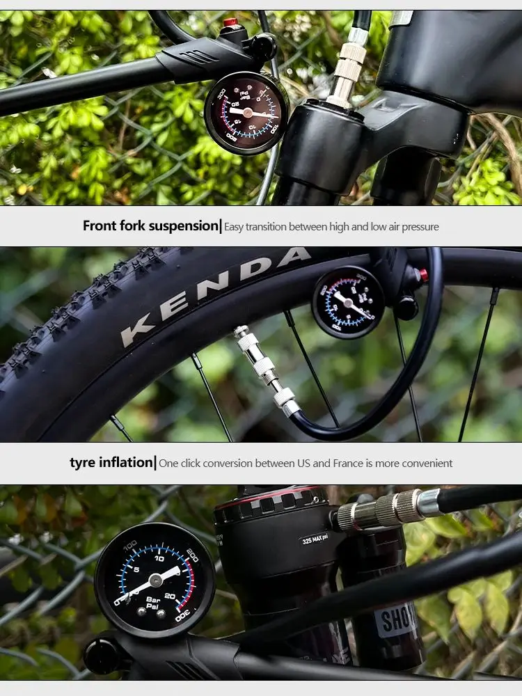 AliExpress NONE TANKE-Portable Bike Air Pump,300psi High-Pressure with Gauge,for Fork Rear Suspension Shock Absorber,Mountain Bicycle pump wheel