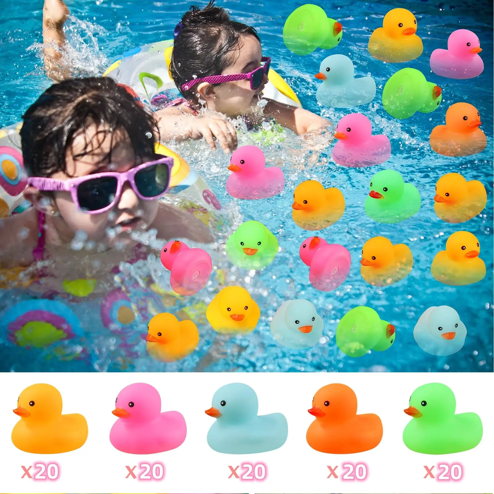 100Pcs Mini Rubber Duck Set,Mini Colorful Rubber Duckies Bath Toy for Child,Float & Squeak Tiny Duck Pool Toy for Kids Party