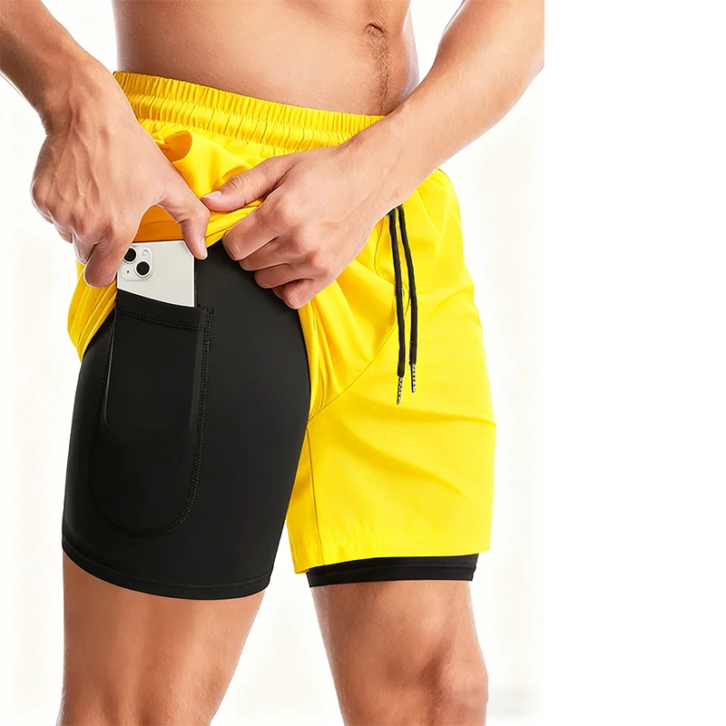 Men's Running Shorts Gym Sports Shorts Male 2 In 1 Quick Dry Workout Training Gym Fitness Jogging Short Pants Summer Men Shorts image 5