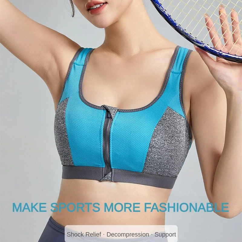 Yoga Sports Bra Top Shockproof Push Up Sportwear Workout Vest for Women Front Zipper Gym Running Underwear Jogging Fitness Bras