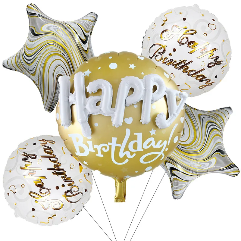 5PCS Happy Birthday Theme Balloon, Aluminum Foil Balloon for Couple Confession, Decorative Balloon for Birthday Party