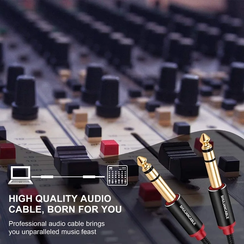 Kabel instrumentalny TRS 1/4 cala, zestaw 2 sztuk, kabel audio stereo z wtykiem męskim 6,3 mm, odpowiedni do gitary elektrycznej, basu. — zdjęcie produktu 5