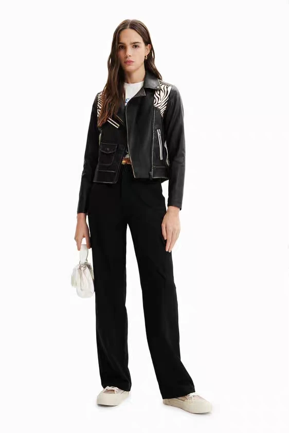 Foreign trade original single item new fashion  style stand-up collar women\'s jacket leather coat