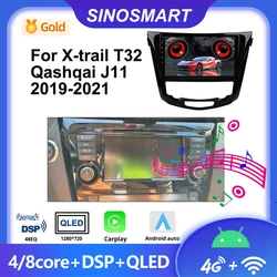 Radio samochodowe SINOSMART Android Player dla Nissan Qashqai J11 X-Trail Xtrail T32 Rogue Dualis 2019-2021 Obsługa OEM BOSE 360