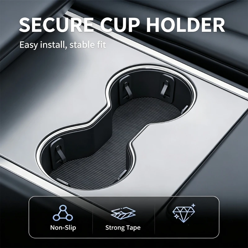 Adhesive Car Cup Holder Stabilizer for Round Drink Cups, Silicone Contact Console Support for Daily Driving and Road Trip