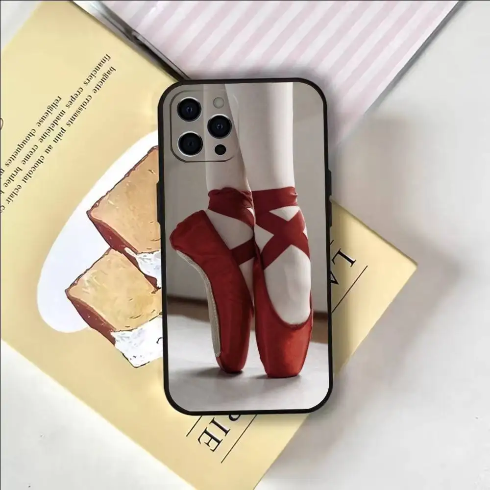 حافظة هاتف أحذية راقصة الباليه للرقص لهواتف iPhone 17، 16,15,14,13,12,11 Plus، Pro Max، أخرى غطاء أسود ناعم