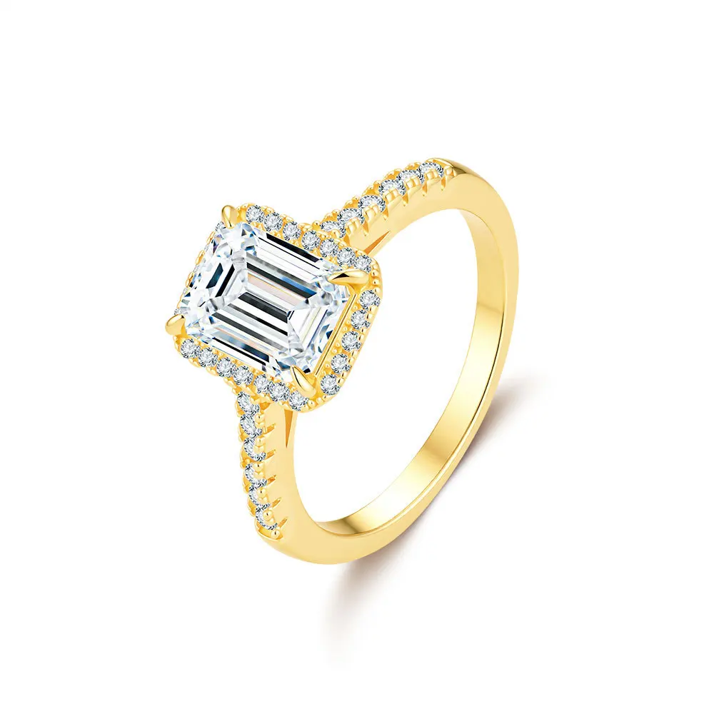 

Luxury Sparkling Solitaire 2 Carat Moissanite Women's Wedding Ring -Bridal Engagement Band Gold Plated Jewelry Gift 5~9