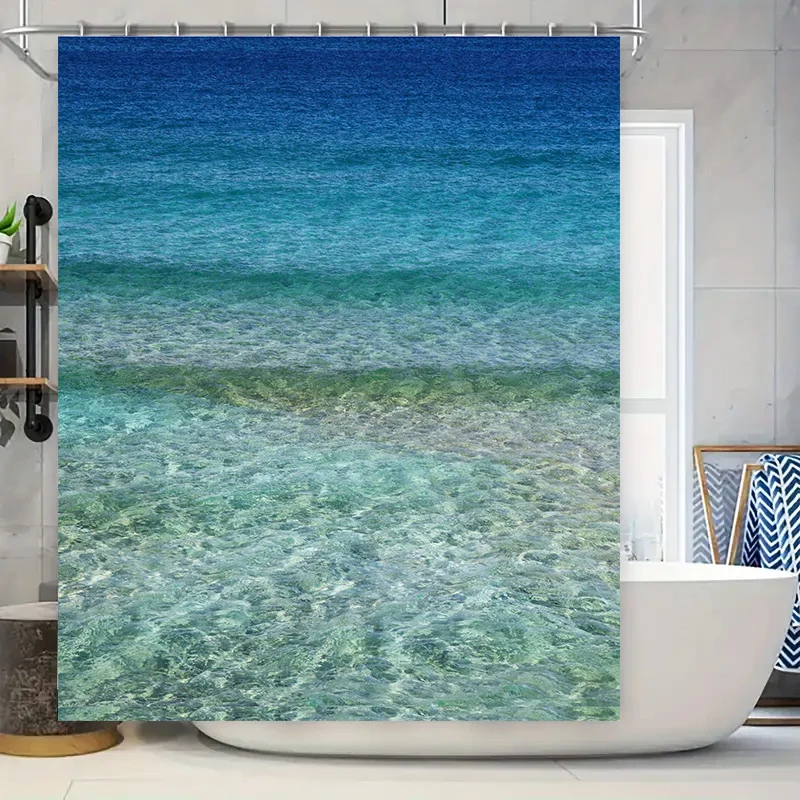 

Пляжная синяя занавеска для душа с прозрачным принтом океанской воды для украшения ванной комнаты. Размер: 72x84 дюймов (183 см x 213 см).