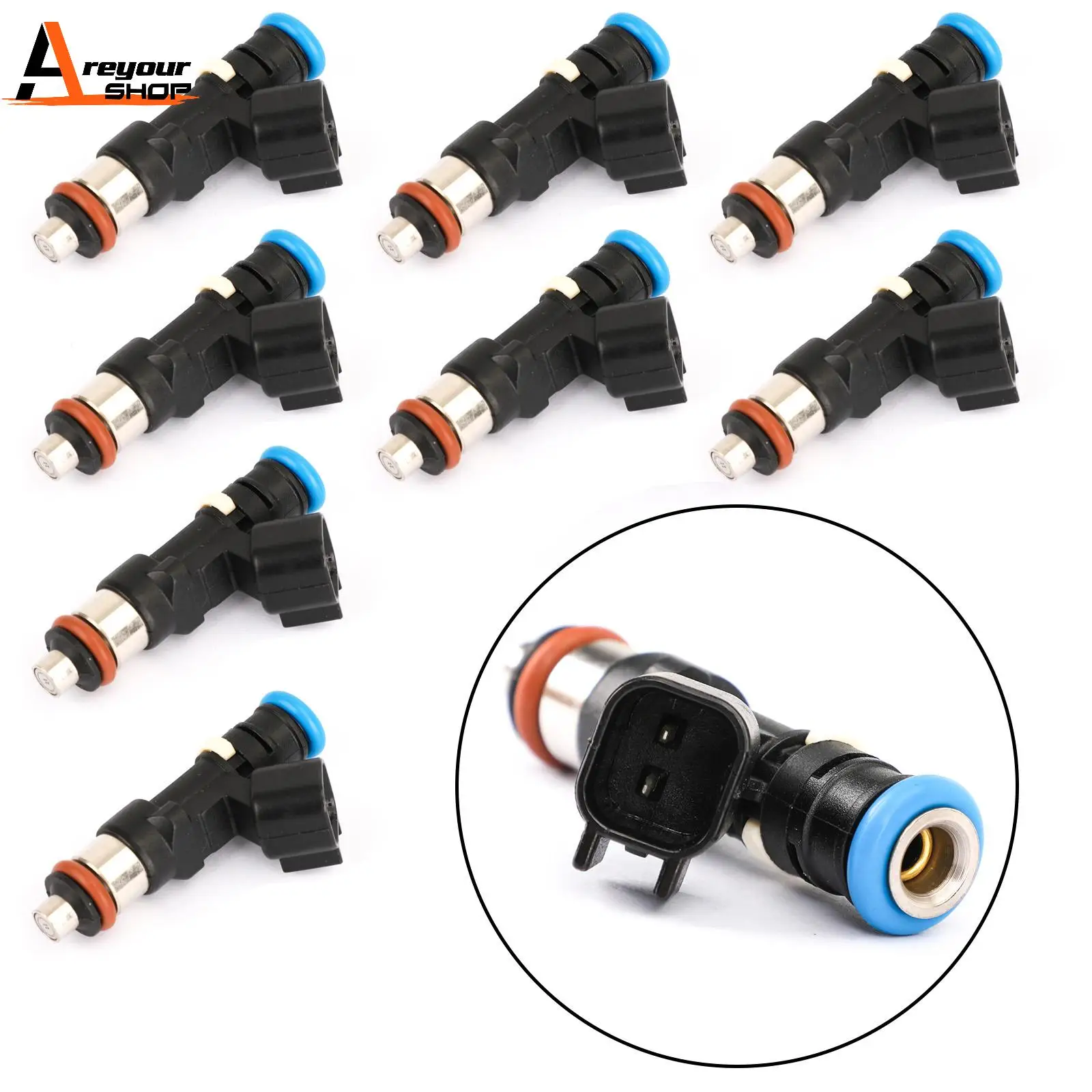 Areyourshop 8PCS 32lb Fuel Injectors For Chevrolet Trailblazer SS C6 Corvette LS2 0280158049 12569113 Car Auto Accessories Parts