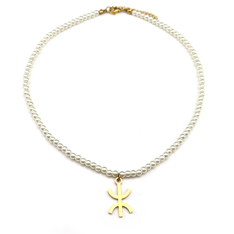 Afrika Berber Symbol Anhänger Halsketten Für Frauen Männer Edelstahl Perle Afrikanische Berber Kabyle Stil Kette Schmuck Geschenke – Detail 4