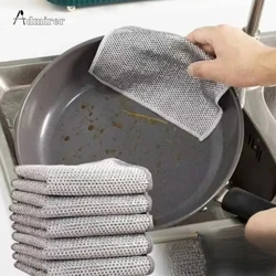 1/3PCS 20cm Metal Wire Mesh Cleaning Cloths Double -layer Non -stick Oil Steel Wire Dishcloths Kitchen Pan Pot Dishes Cloths