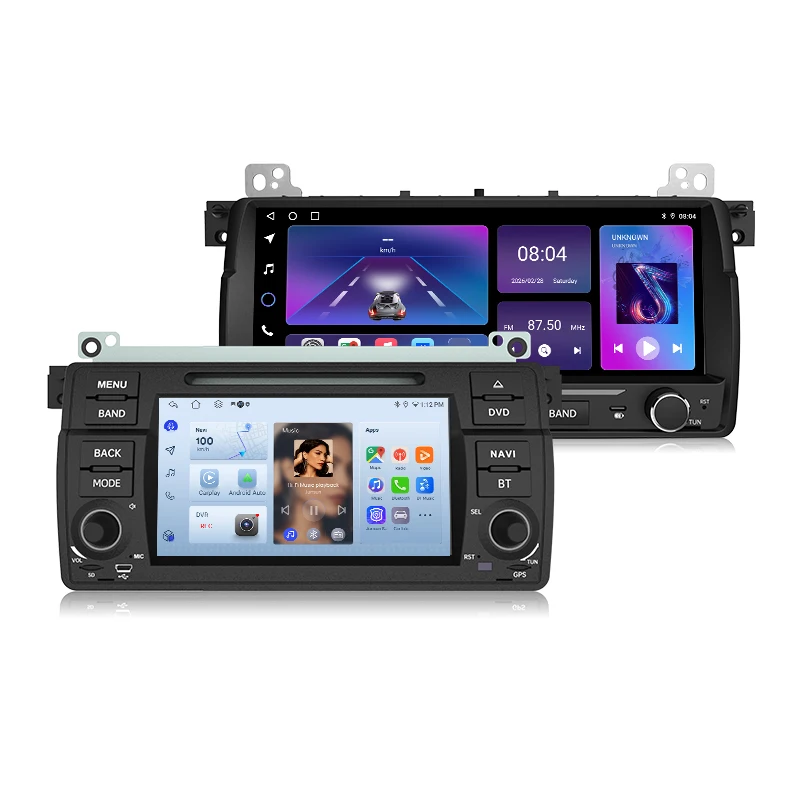 Junsun 7" 10,26" Kabelloses CarPlay Android Auto Autoradio für BMW E46 M3 318 320 325 330 335 Multimedia Kabelloses Apple CarPlay Smart Intelligentes System IPS Touchscreen Stereo Videoplayer 2 Din
