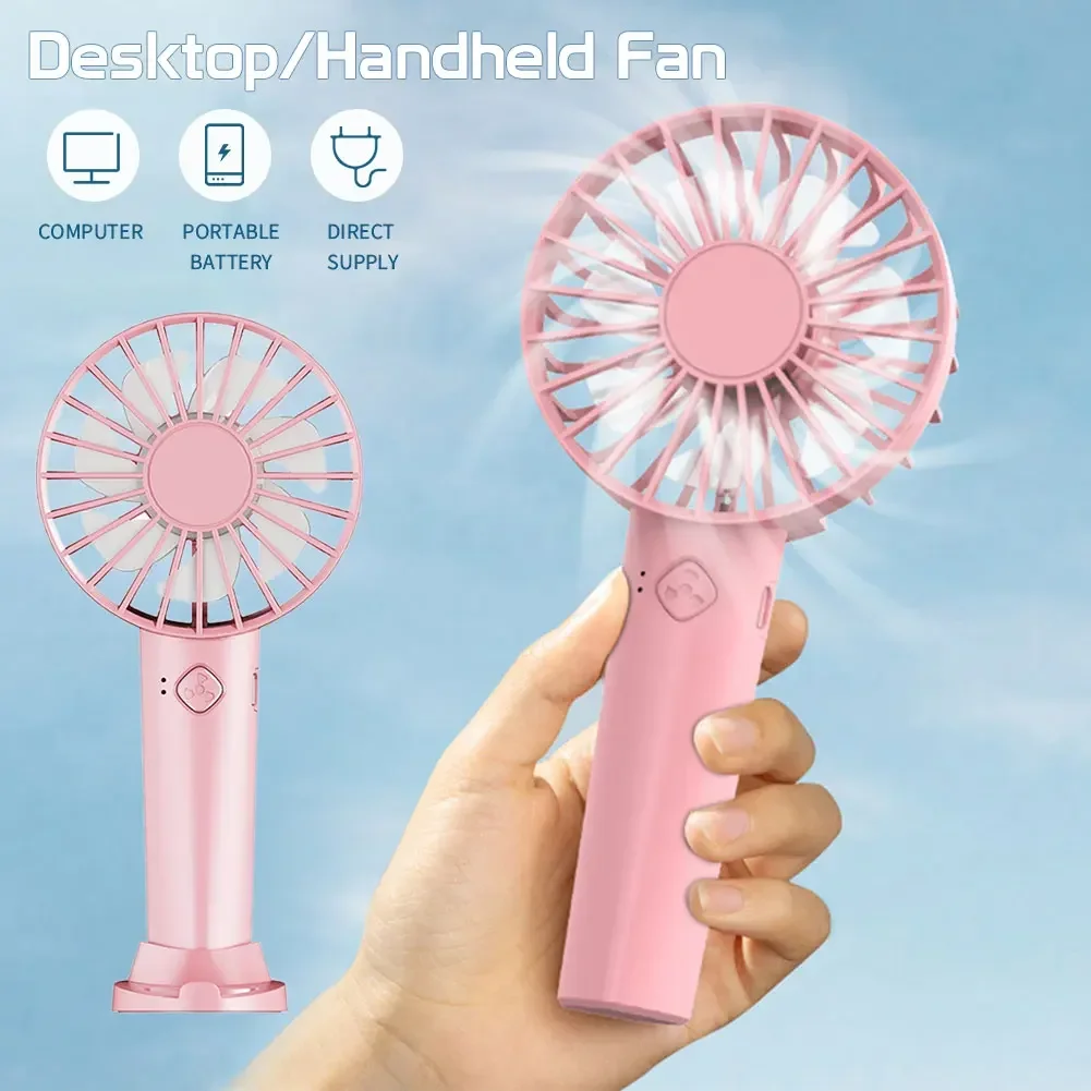 USB Mini Strong Wind Handheld Fan USB Rechargeable Mini Desktop Air Cooler Outdoor Fan Cooling Travel Hand Fans For Outdoor