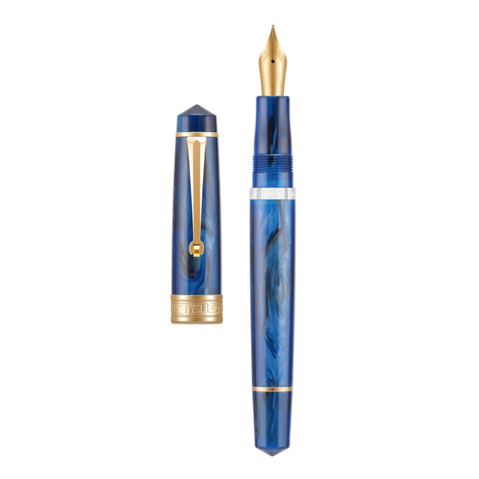 Asvine P20 Galaxy Resin Fountain Pen Piston Filling EF F M Nib Smooth Writing ink pens Office school supplies Gift Pen deep blue