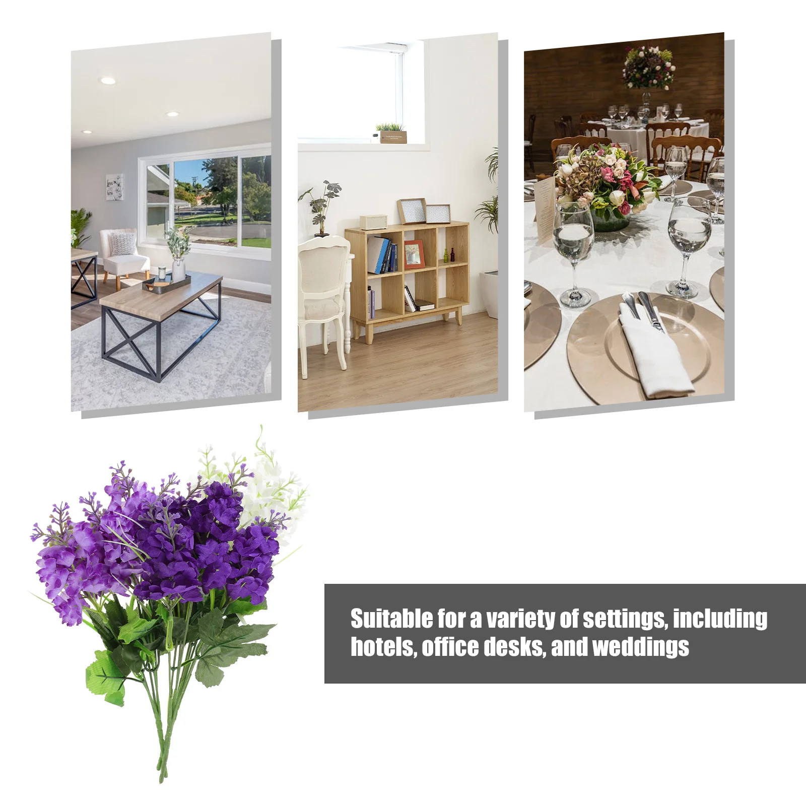 

3Pcs Artificial Flower Bunch Decor for Vase Wedding Home Office Party Decoration Realistic Faux Flowers Arrangement