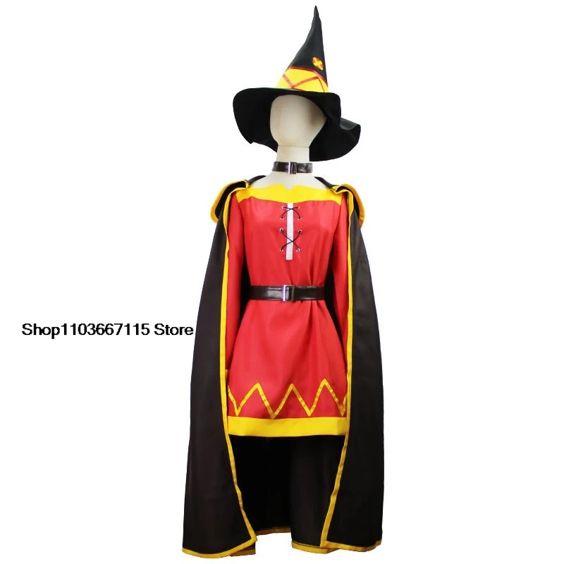 KonoSuba God's Blessing on this Wonderful World Konosuba Megumin Cloak Dress Uniform Outfit Wig Halloween Anime Cosplay Costumes