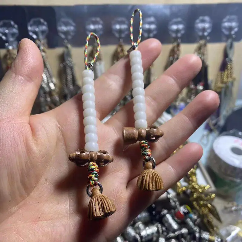 

Tibetan Vajra Bell Colorful Cord Coconut Shell Clip Counter for 108 Star Bodhi Pixin Beads Wenwan Bracelet DIY Accessory Unisex