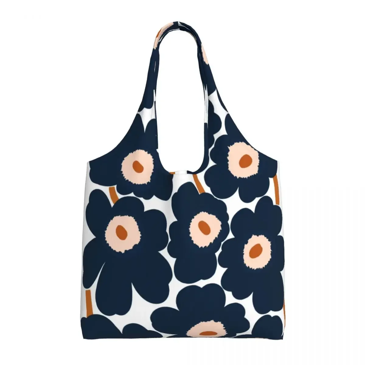 Custom Little Poppy Print Canvas Shopping Bags Women Recycling Big Capacity Grocery Modern Style Tote Shopper Bags Handbags