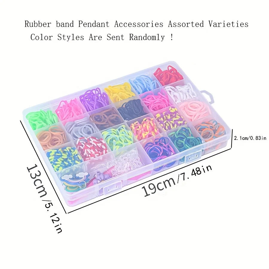 1300 Uds 24 rejillas/juego de bandas de goma fabricación de joyería DIY Kit de telar de banda de goma multicolor para pulseras conjunto de pulseras DIY bandas de telar