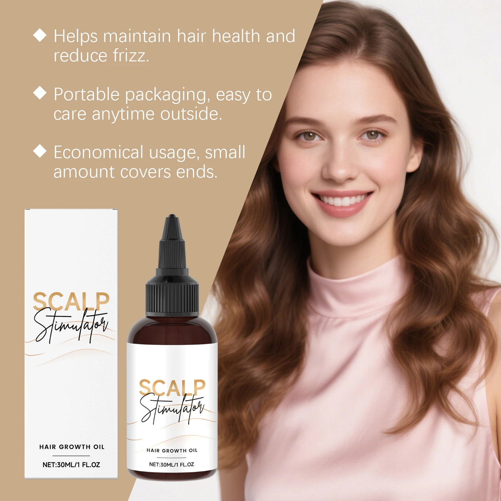 น้ำมันหอมระเหยบำรุงผม ซ่อมแซมผมอย่างล้ำลึก บำรุงหนังศีรษะ ส่งเสริมการเจริญเติบโตอย่างมีสุขภาพดี ลดการแตกหักของเส้นผม เซรั่มบำรุงผมให้นุ่มสลวย เปล่งประกาย