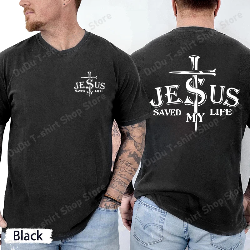 

New Jesus Saved My Life Printed T Shirt Women Men Teens Christianity Harajuku Casual Short Sleeve Tops Tees