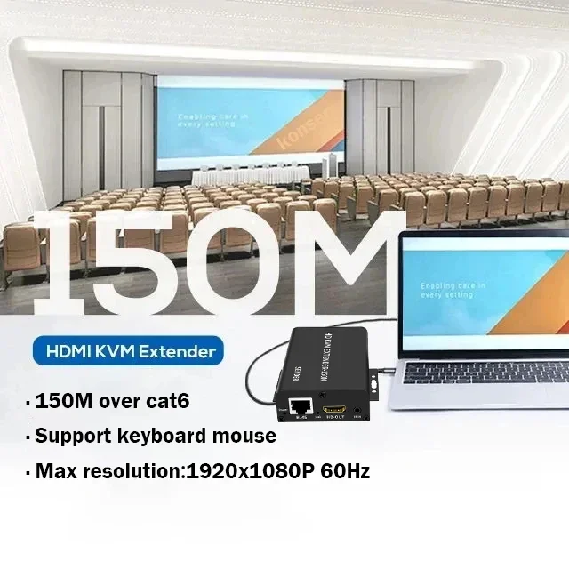 150 متر HDMI KVM USB موسع عبر Cat5e/6 إيثرنت Rj45 كابل 1080P USB HDMI موسع نقل دعم لوحة المفاتيح الماوس للكمبيوتر DVR